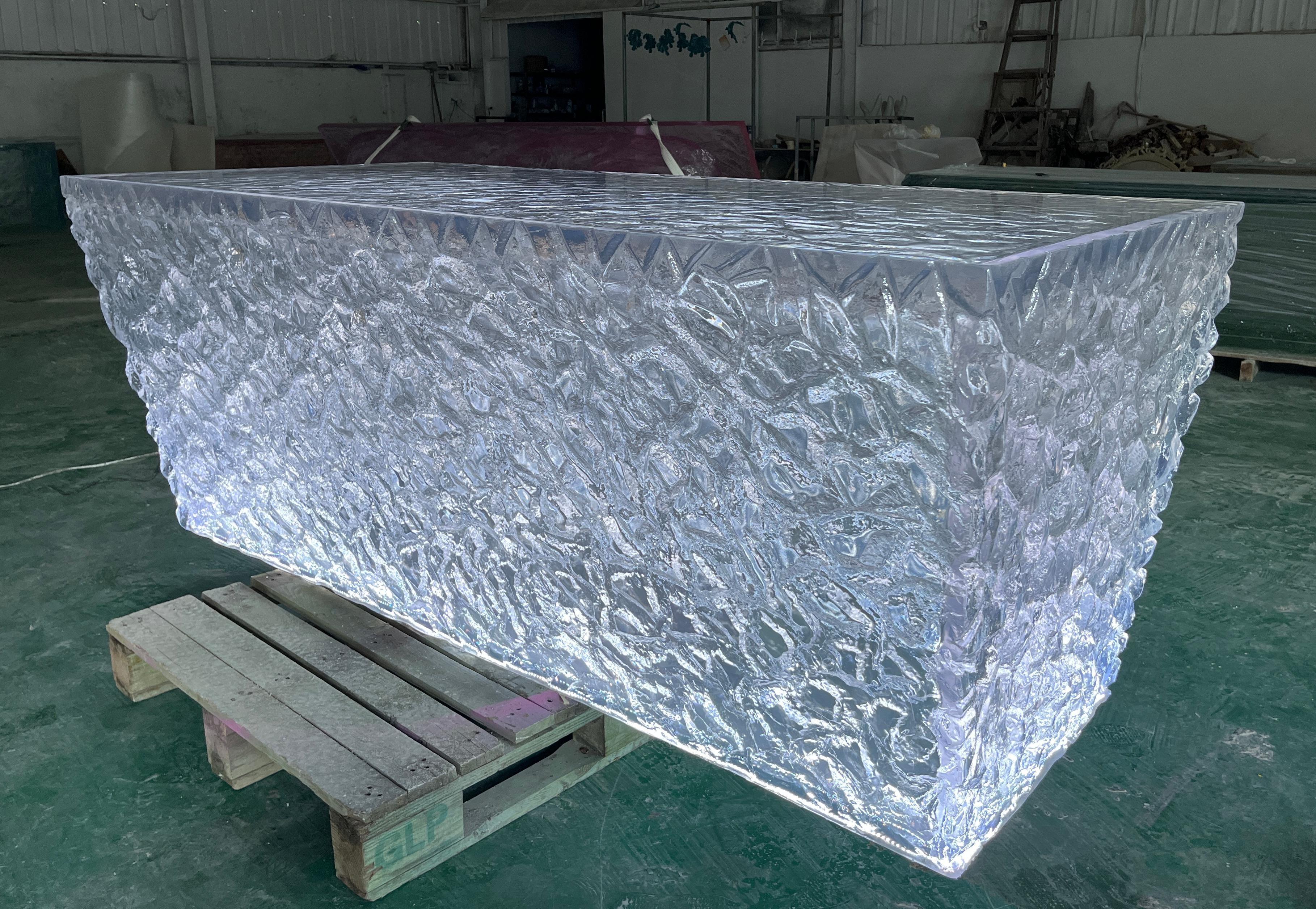 3D Geometric Texture Glowing Crystal Island Counter