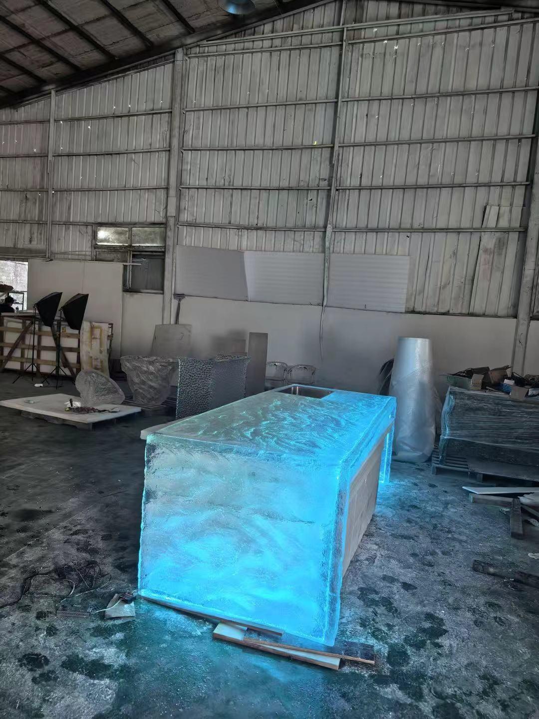 LED Crystal Resin Bar Counter with Sink