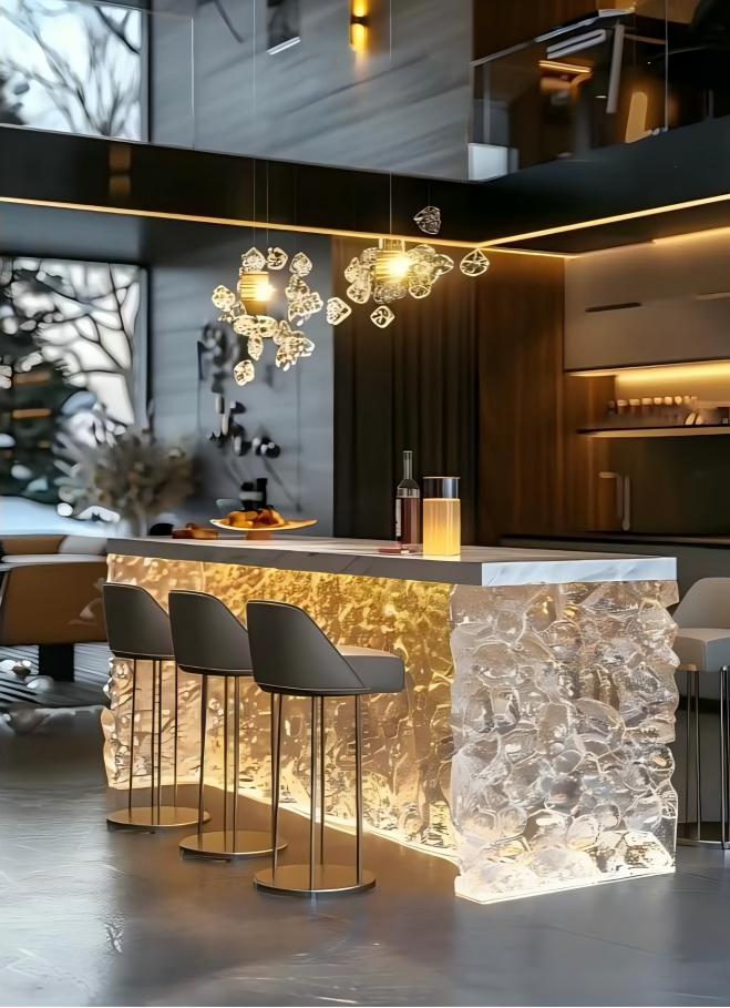 Amber Glow Crystal Island Counter