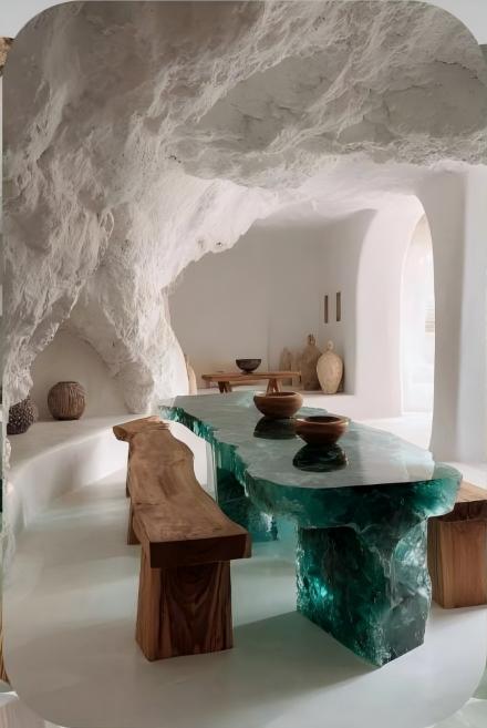 Green Crystal Rock Island Table