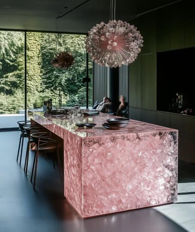 Minimalist Synthetic Crystal Island Bar