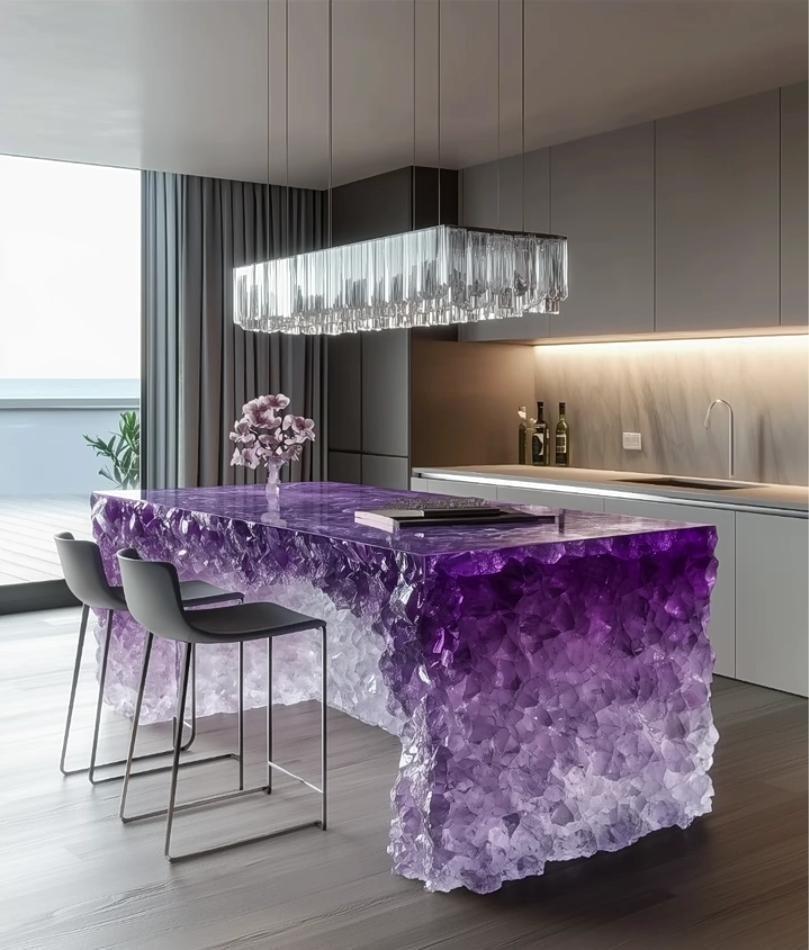 Dreamy Amethyst Crystal Bar Table