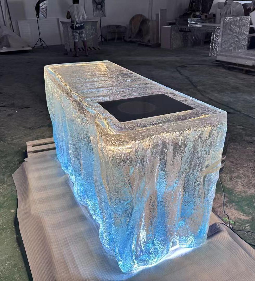 Transparent Ice Finish LED Crystal Bar Counter