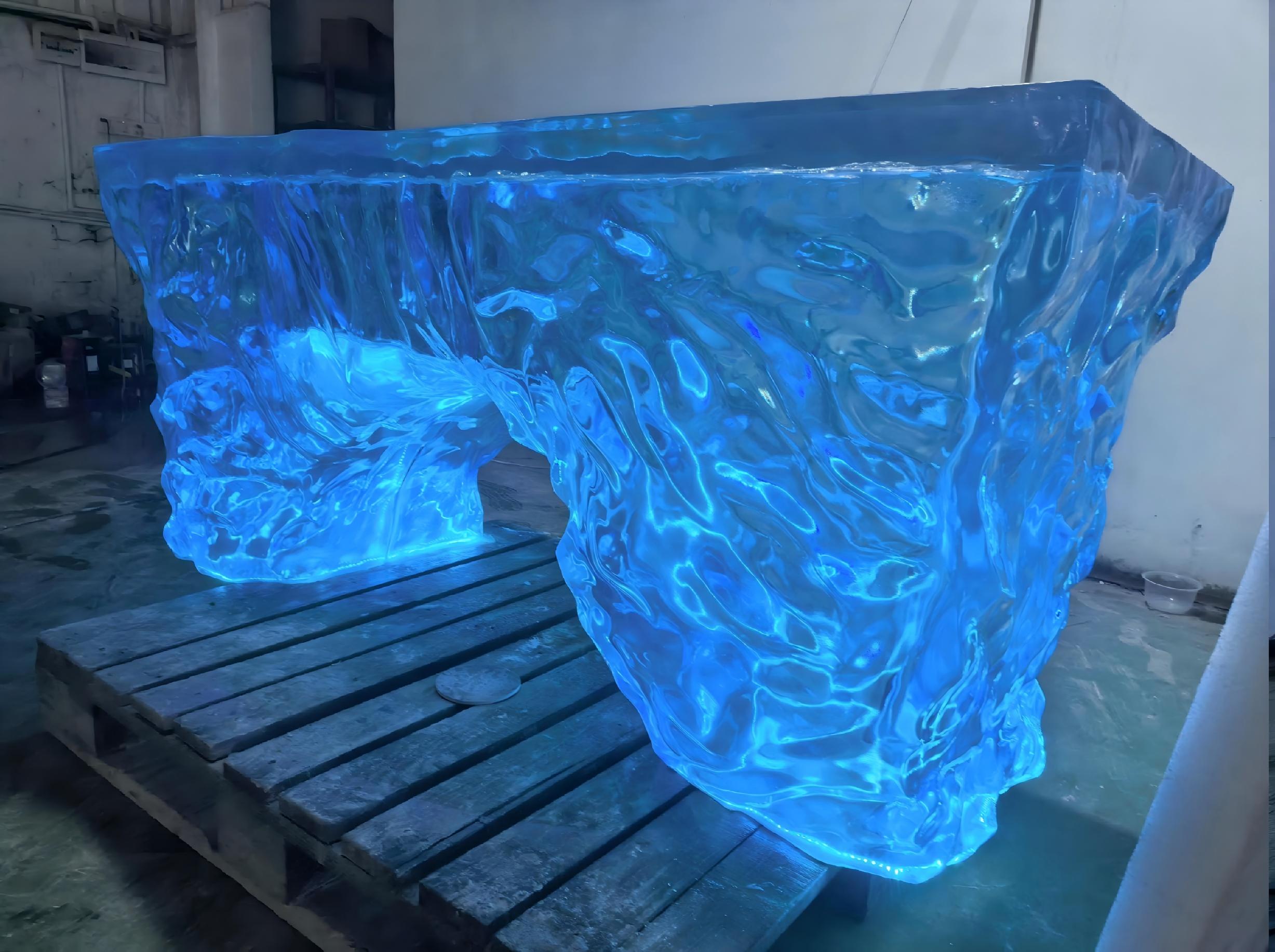 Glacier Blue LED Reception Desk