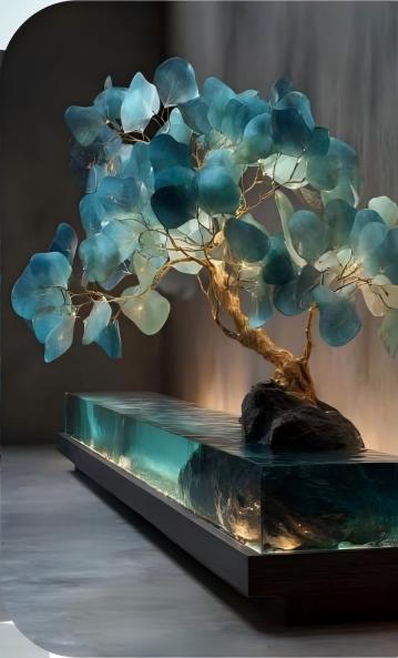 Blue Spirit Crystal Tree Table