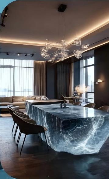 Arctic Core Crystal Dining Table | LED Ice-Inspired Synthetic Crystal Furniture