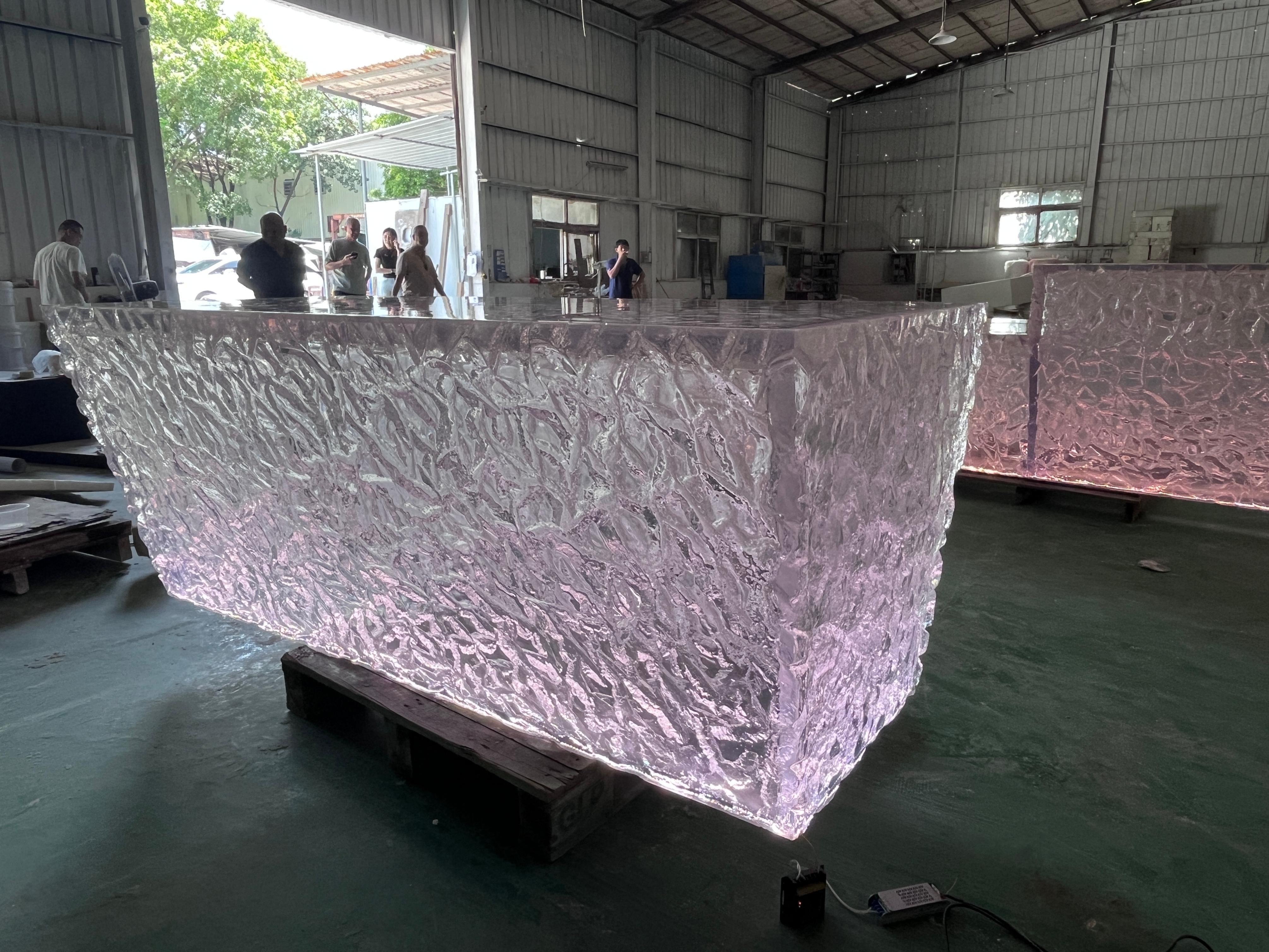 3D Geometric Texture Glowing Crystal Island Counter
