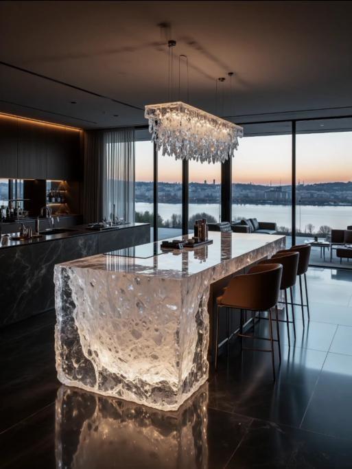 Glacier Light  Crystal Kitchen Island