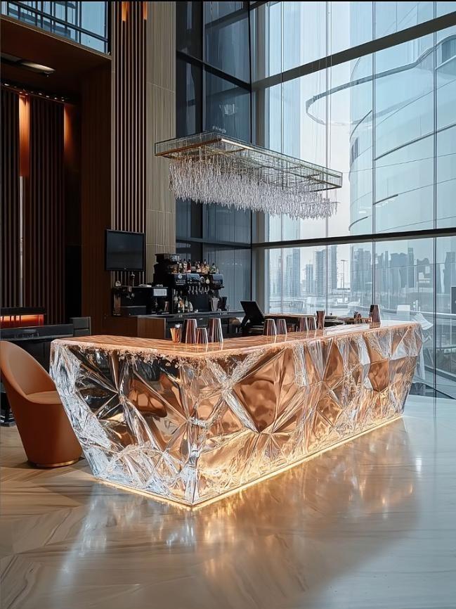 Sculpted Synthetic Crystal Bar Counter