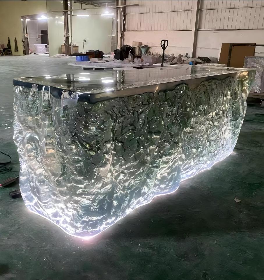 Glacier Glow Sculpted Crystal Island Bar