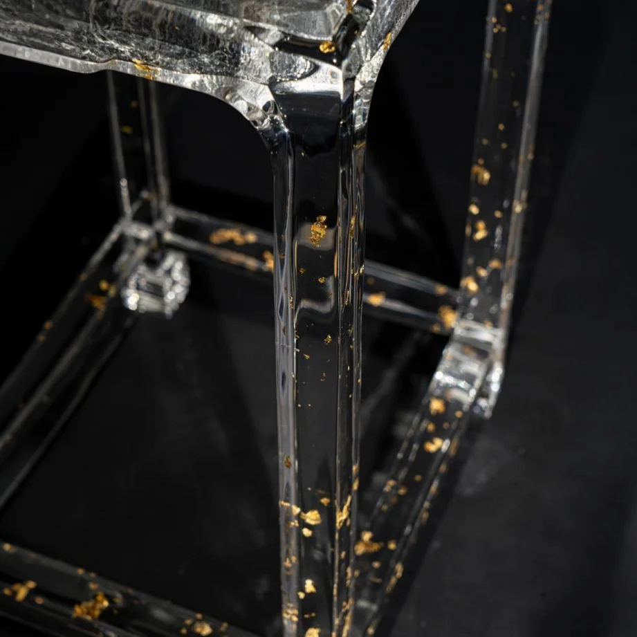 Golden Veil Acrylic Side Table