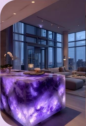 Backlit Amethyst Glow Crystal Island