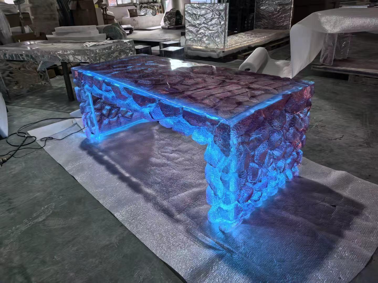 Purple LED Art Crystal Island Counter