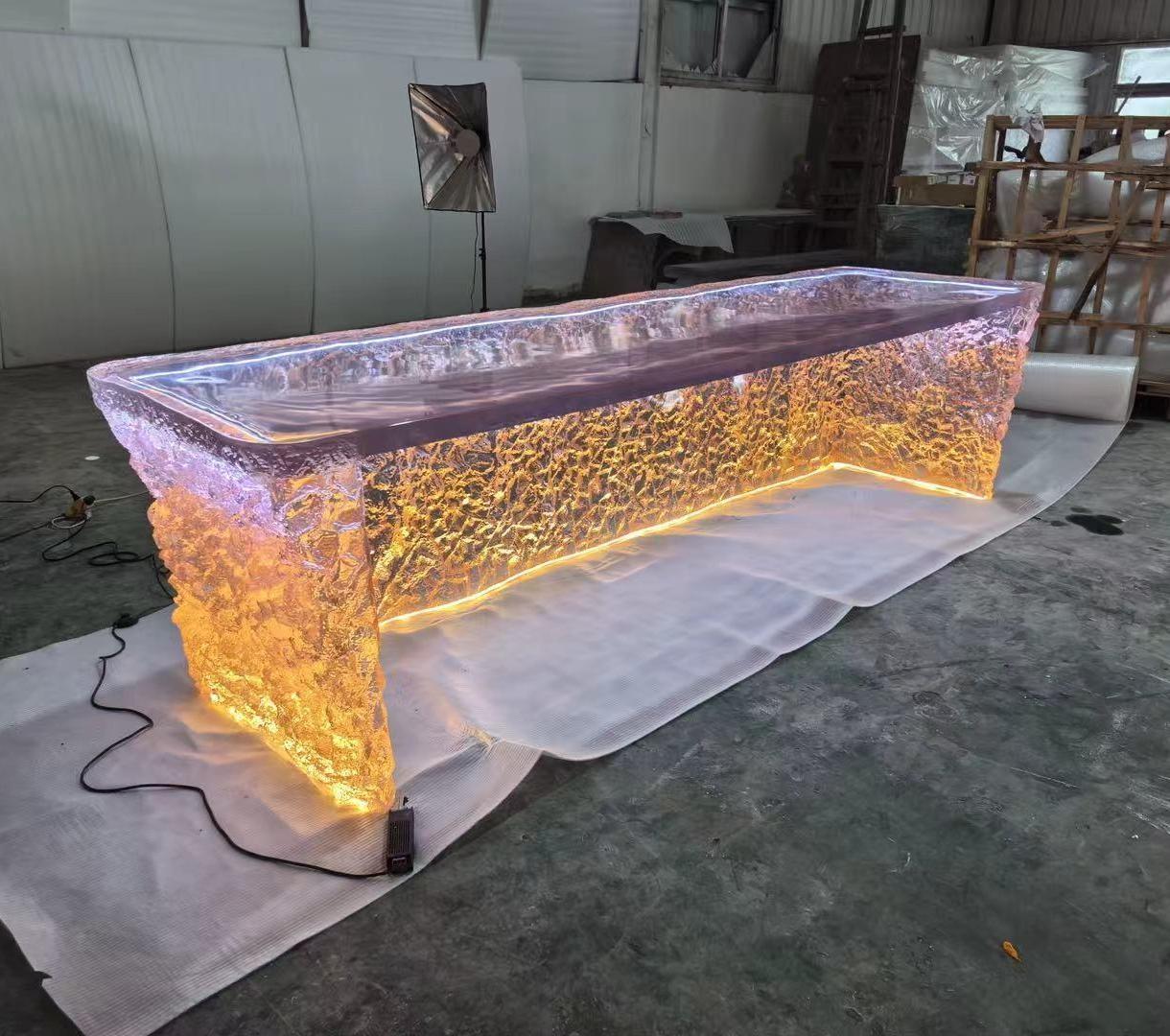 Rose Quartz Crystal Reception Island – Designer Synthetic Crystal Table