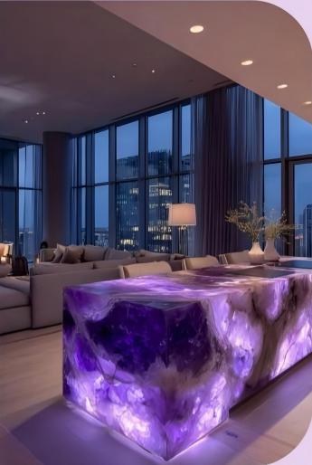 Backlit Amethyst Glow Crystal Island