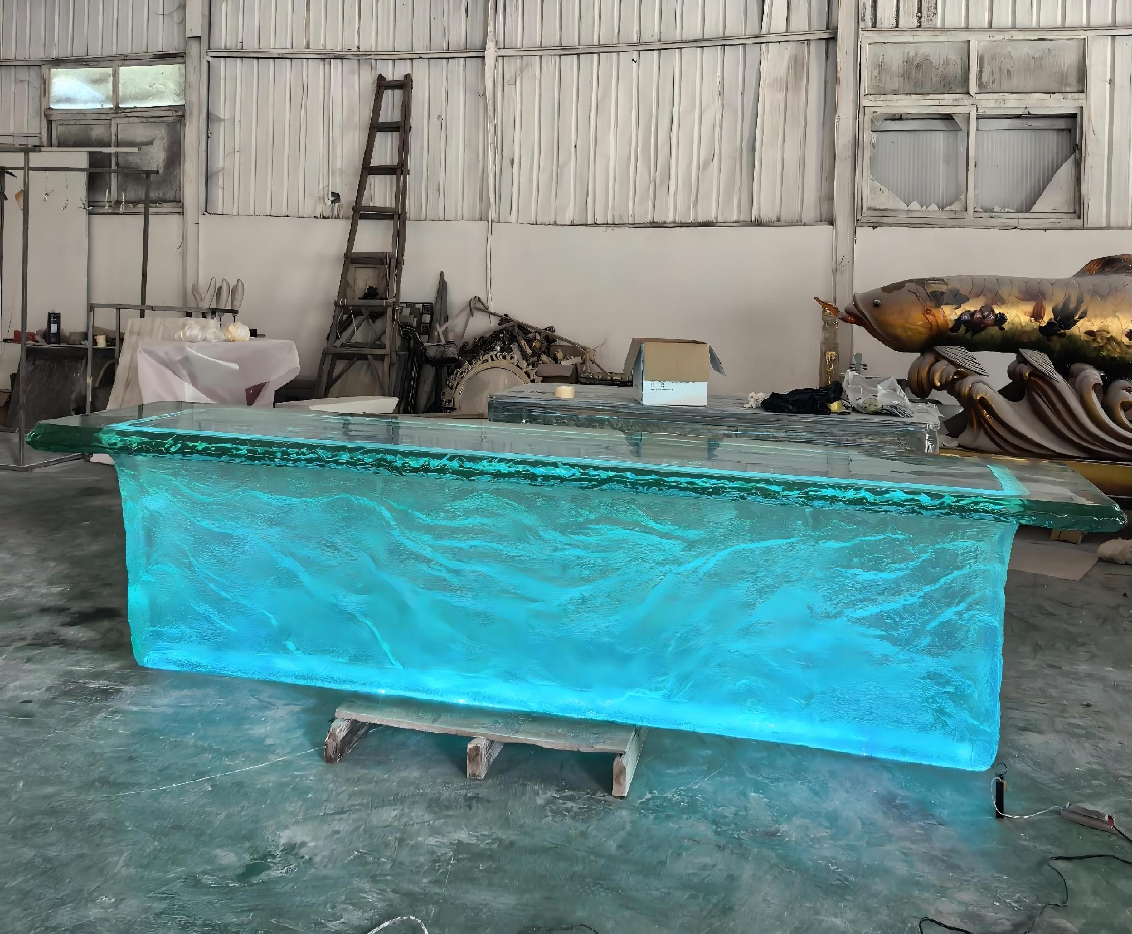 CrystalWave™ Ocean Ripple LED Crystal Island Table