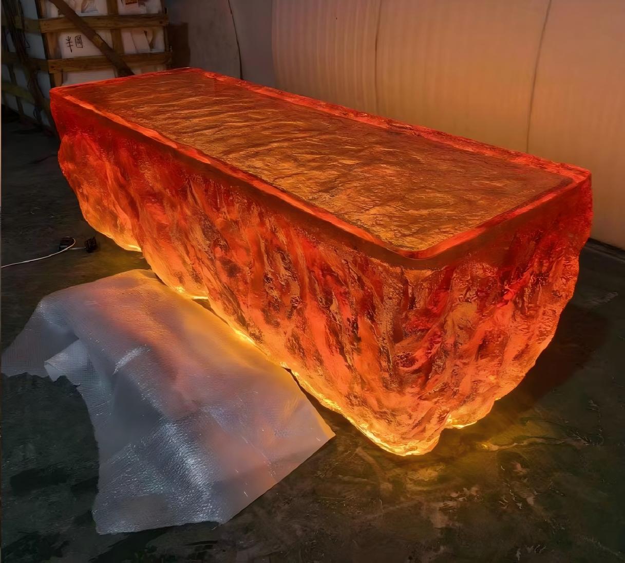 Lava Crystal Illuminated Bar Counter | Custom LED Resin Island Table