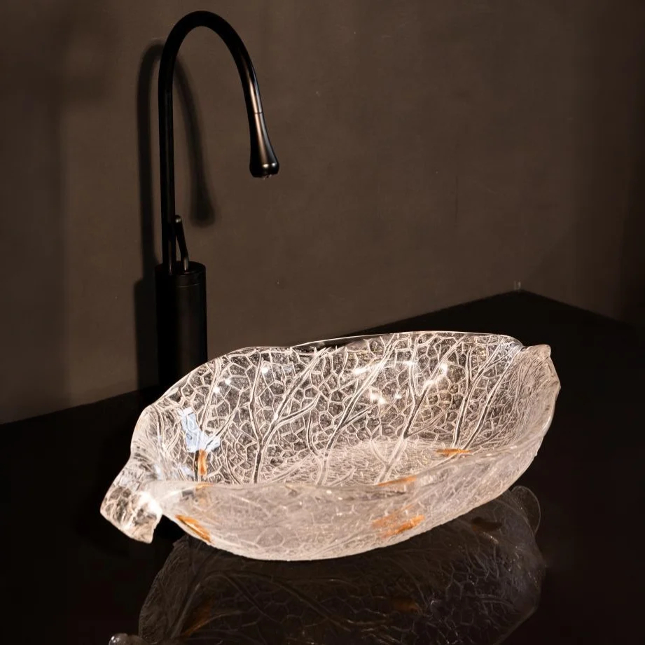 Leaf of Wood Acrylic Wash Basin