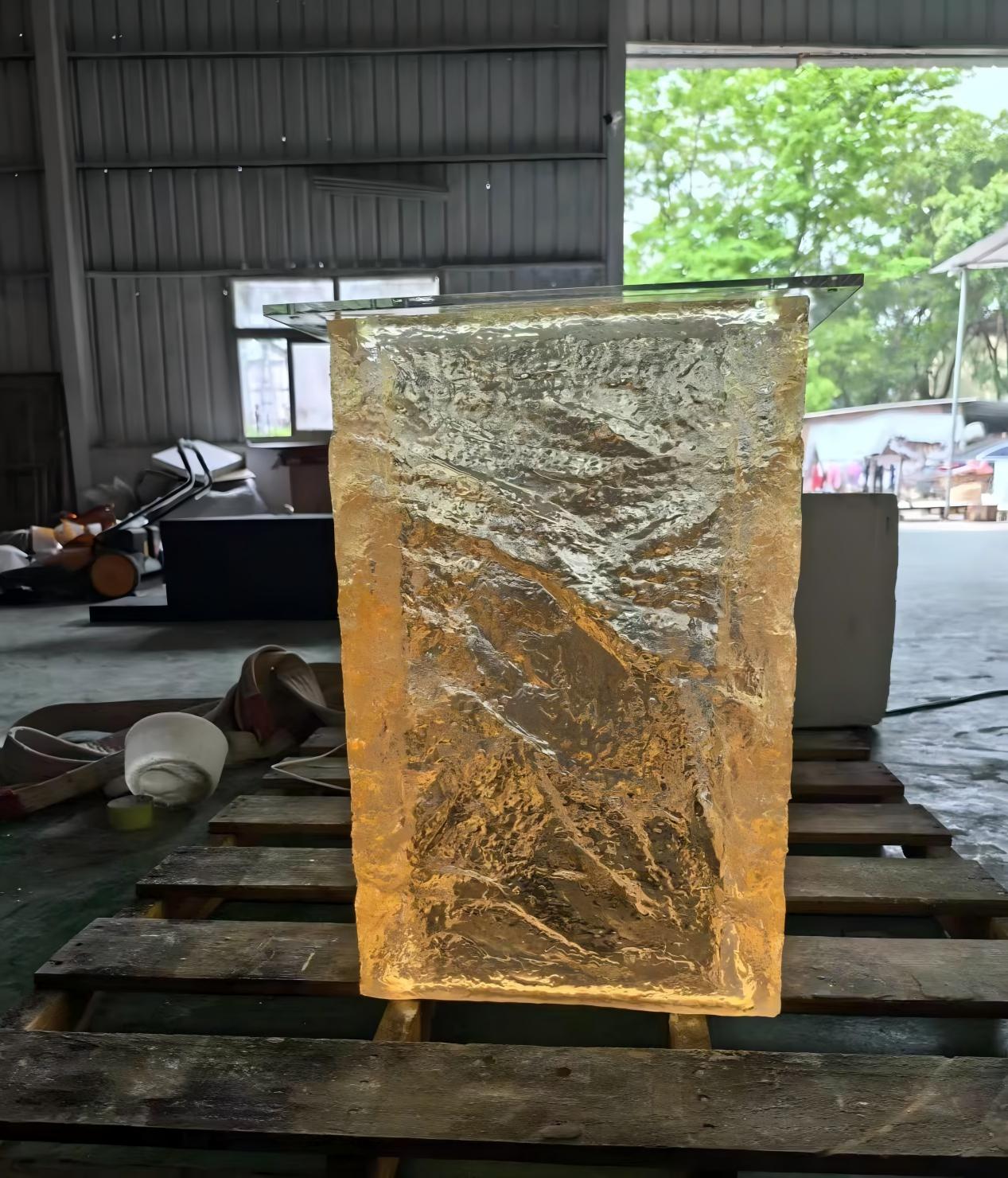 Golden Mist Crystal Cube Pedestal