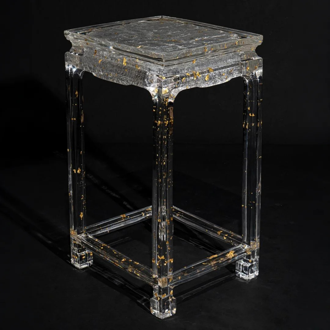 Golden Veil Acrylic Side Table