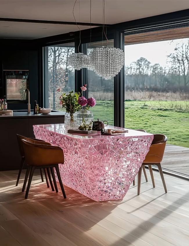 Diamond-Cut Crystal Dining Table