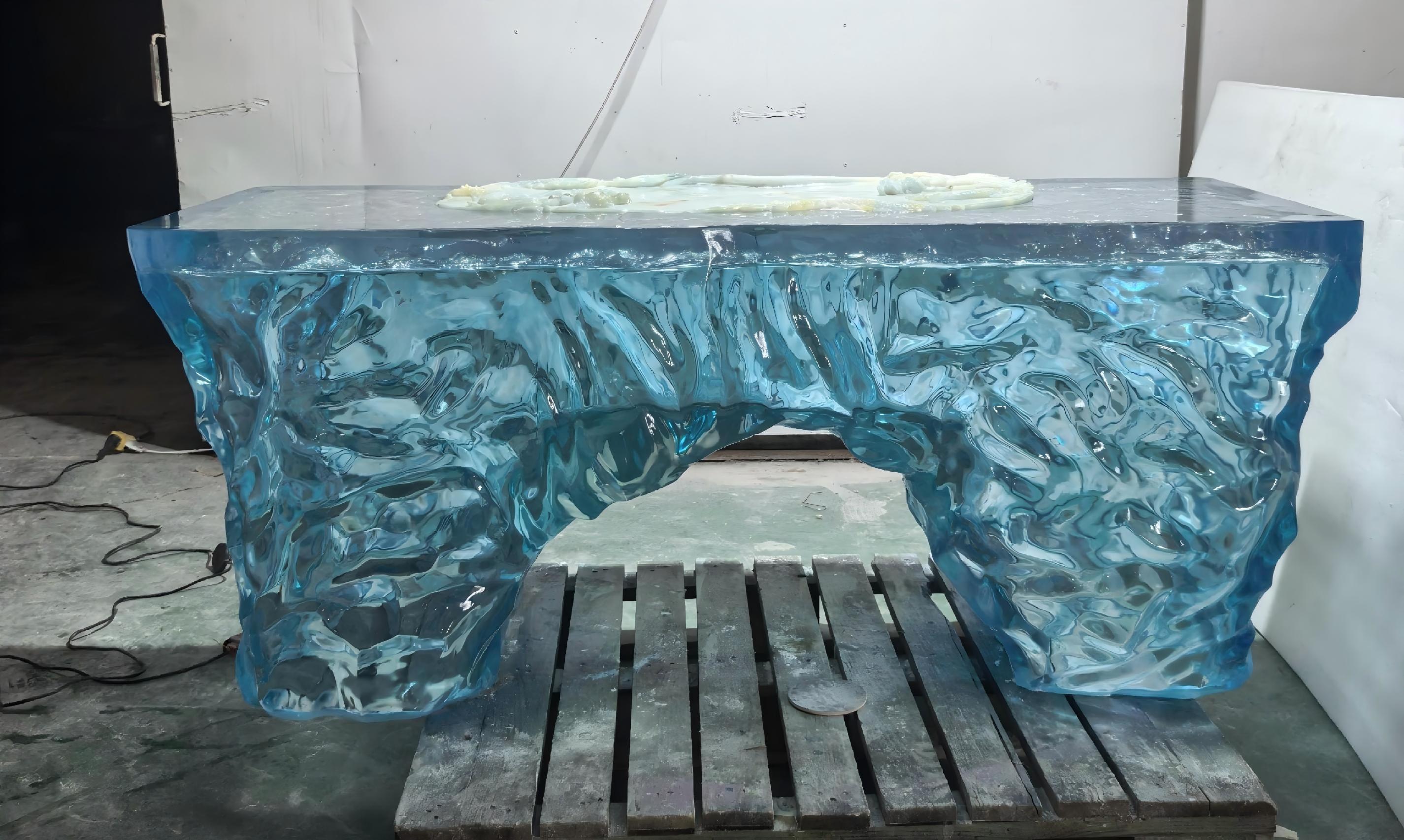 Glacier Blue LED Reception Desk