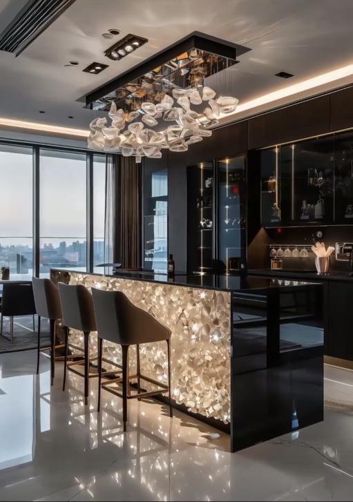 Luminous Noir Crystal-Faced Island