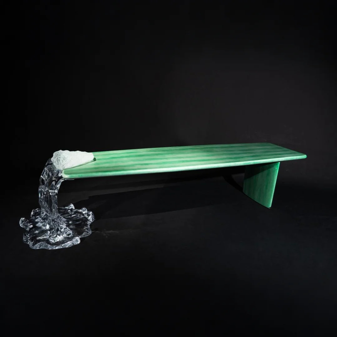 Cascade of Jade Acrylic Coffee Table