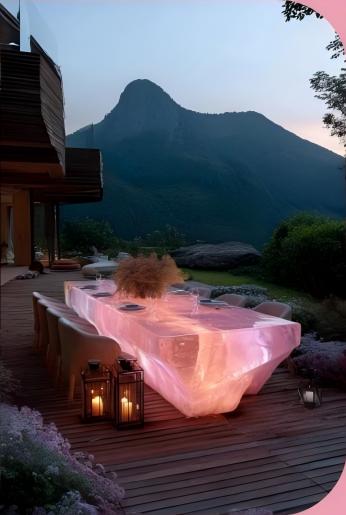 Pink Crystal Outdoor Dining Table