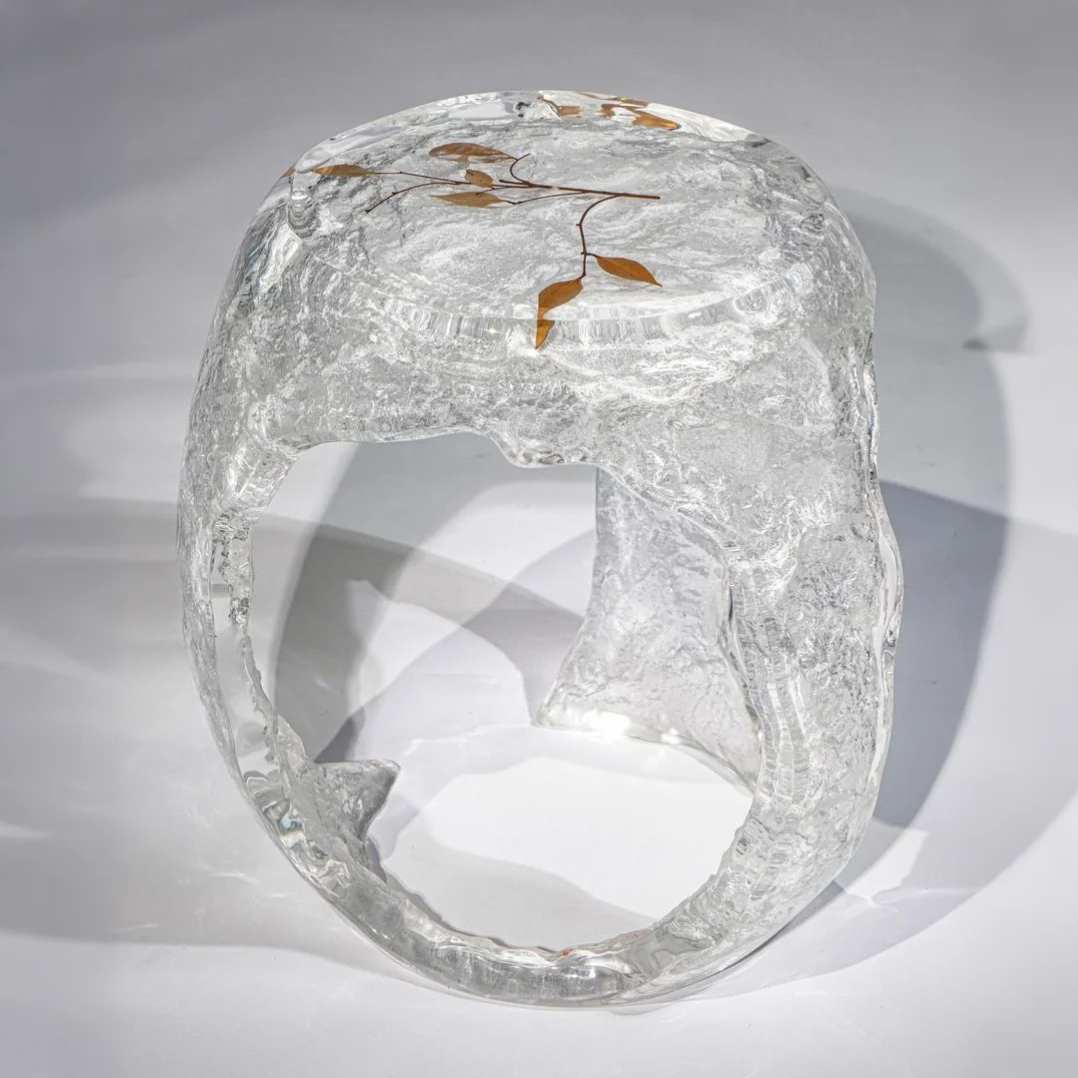 Frosted Leaves Acrylic Stool