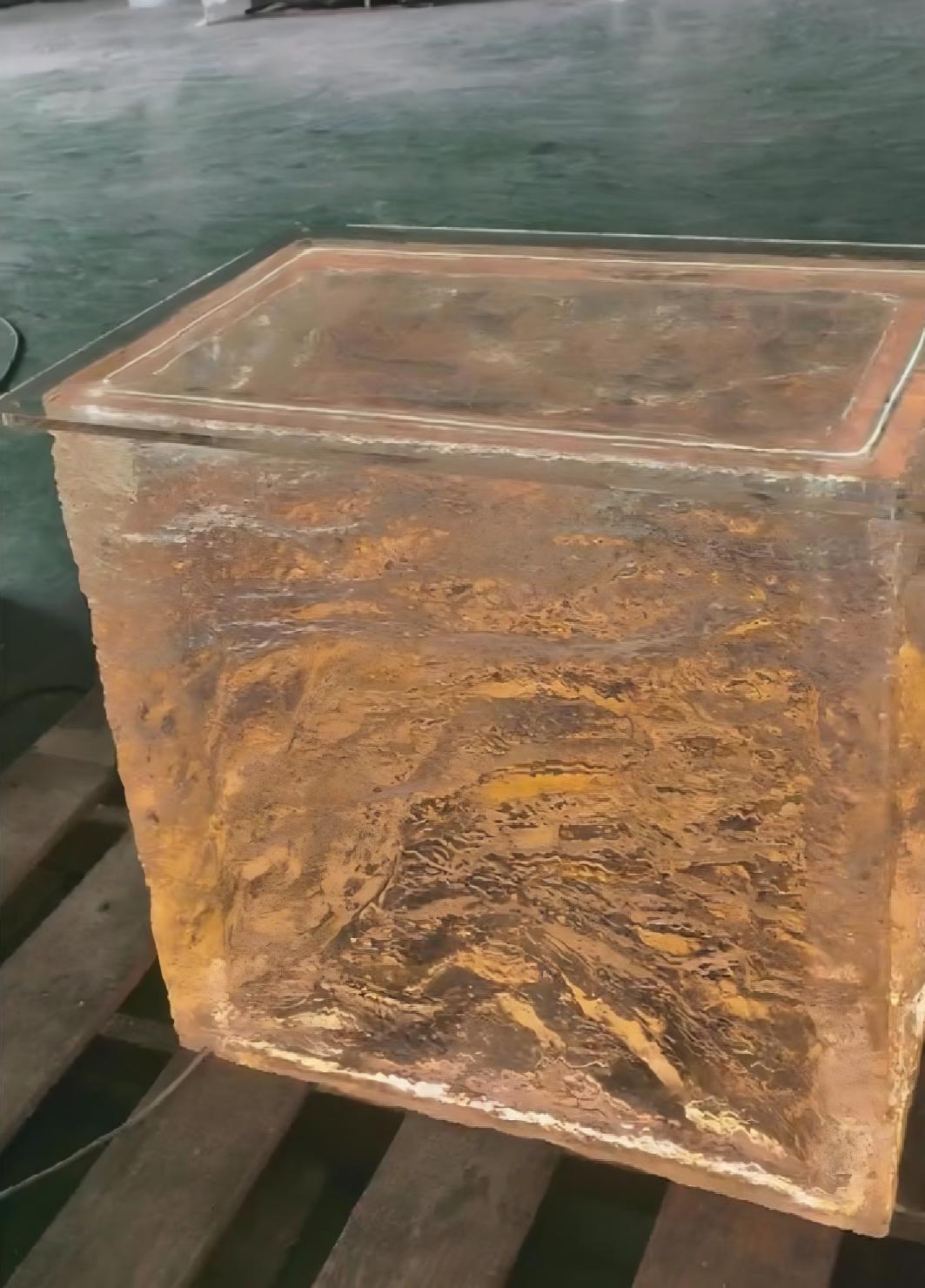 Golden Mist Crystal Cube Pedestal