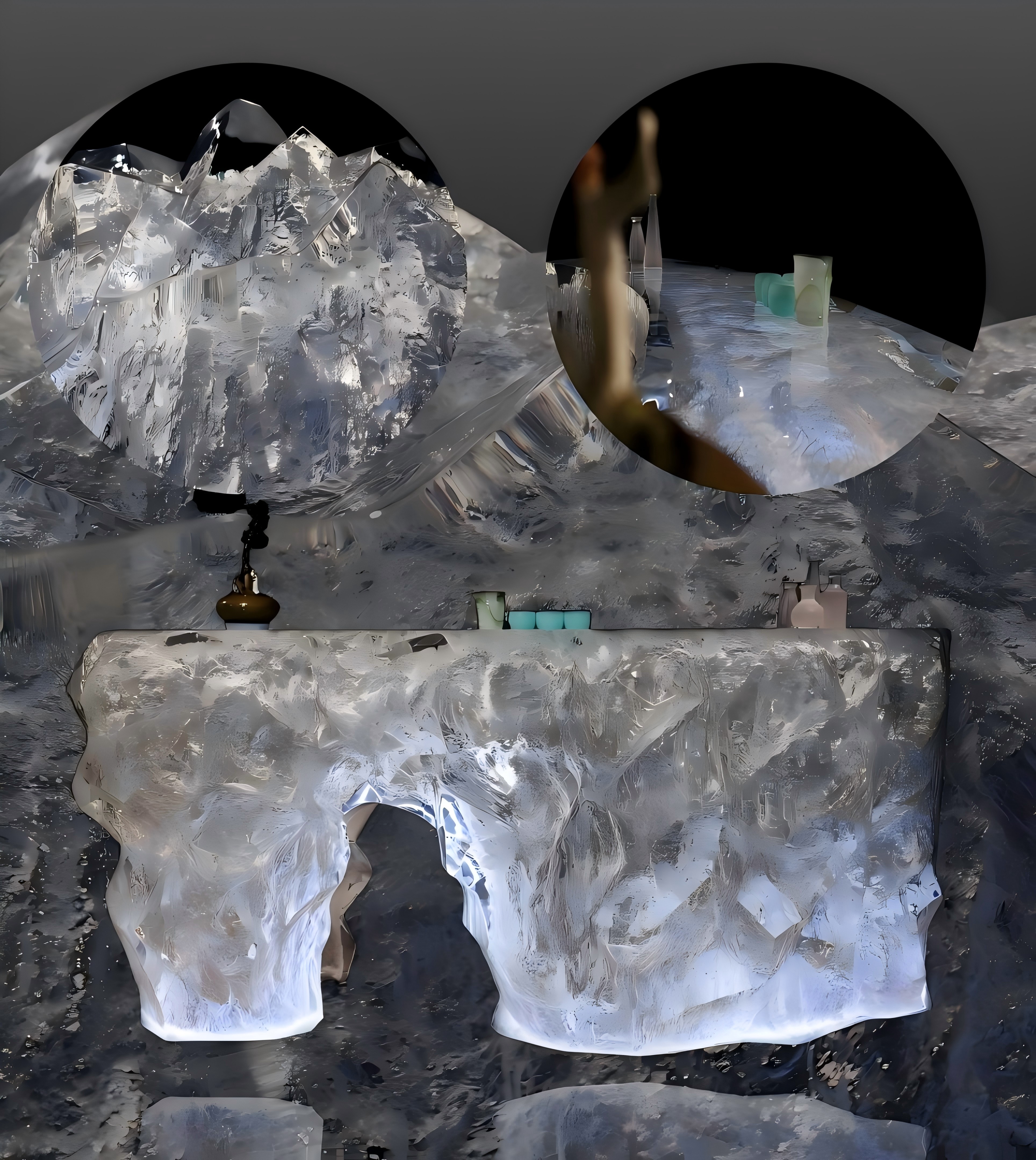 Mountain-Inspired Acrylic Crystal Island