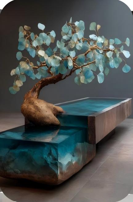 Blue Spirit Crystal Tree Table