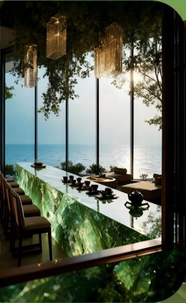 Green Crystal Kitchen Island