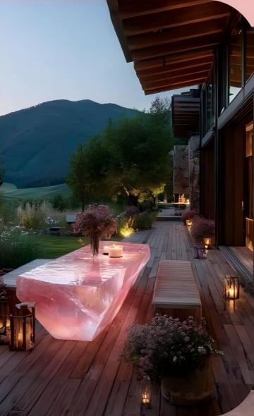 Pink Crystal Outdoor Dining Table