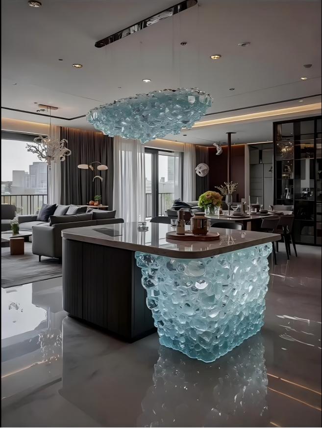Heart of the Ocean Synthetic Crystal Kitchen Island