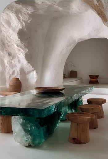 Green Crystal Rock Island Table