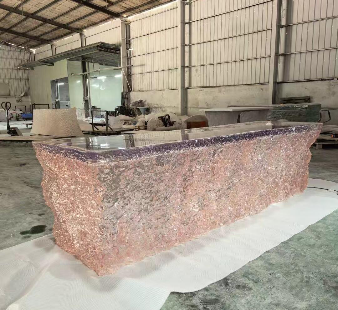 Rose Quartz Crystal Reception Island – Designer Synthetic Crystal Table