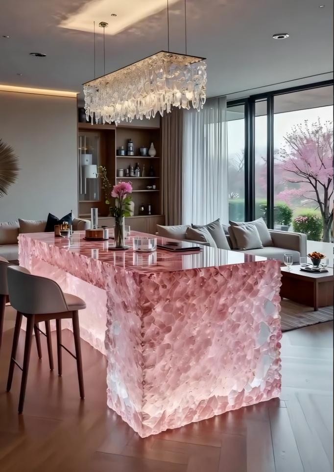 Sculpted Pink Crystal Island