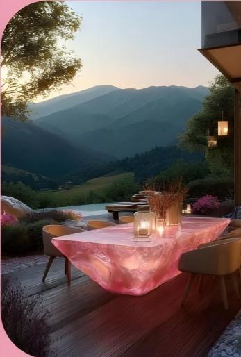 Pink Crystal Outdoor Dining Table