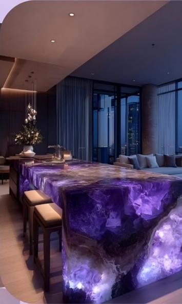 Backlit Amethyst Glow Crystal Island