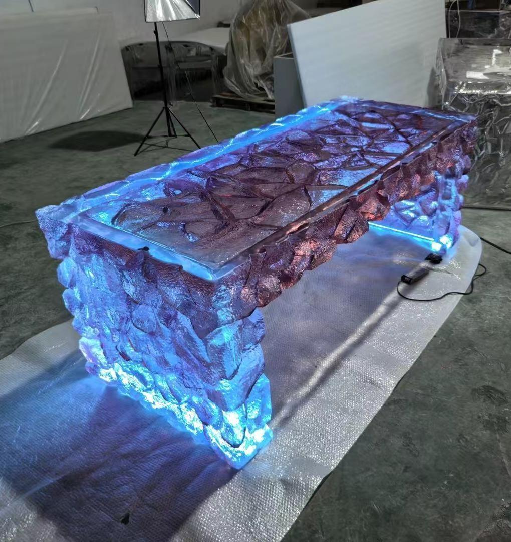 Purple LED Art Crystal Island Counter