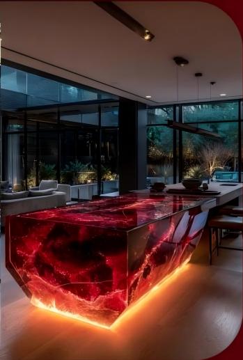Ruby Flame Acrylic Island Counter