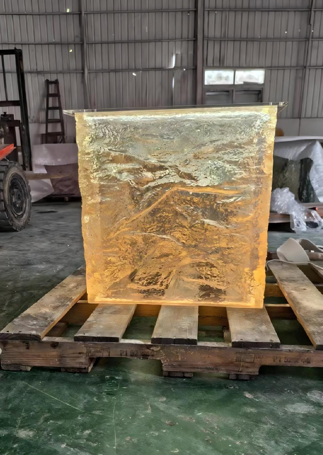 Golden Mist Crystal Cube Pedestal