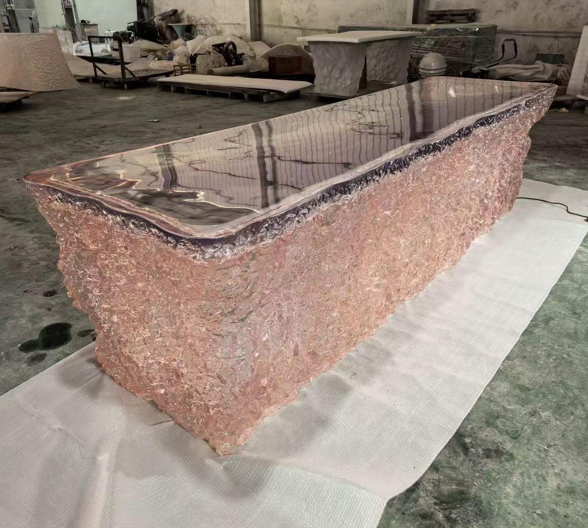Rose Quartz Crystal Reception Island – Designer Synthetic Crystal Table