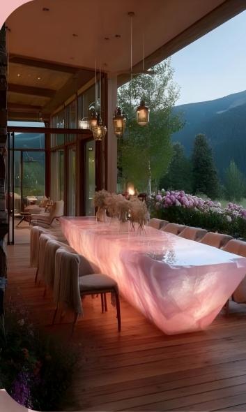 Pink Crystal Outdoor Dining Table