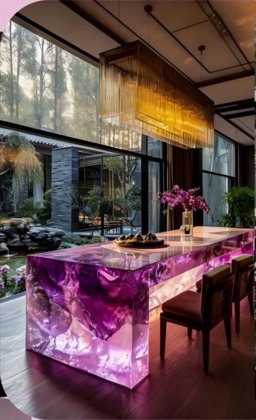 Pink Crystal Kitchen Island