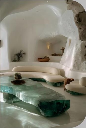 Green Crystal Rock Island Table