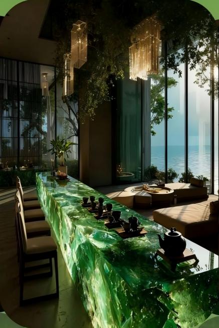 Green Crystal Kitchen Island