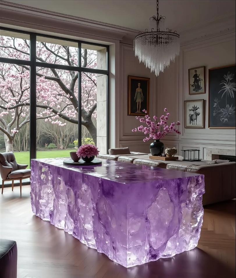 Violet Crystal Garden Island Table